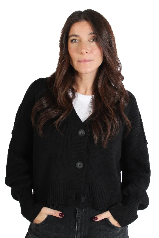 v neck women cardigan to elongate the necklineBlack Sumire V-nek Cardigan