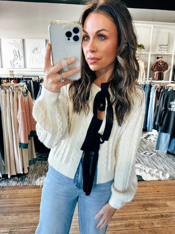 button down women cardigan with vintage buttonsBow Tie Cardigan