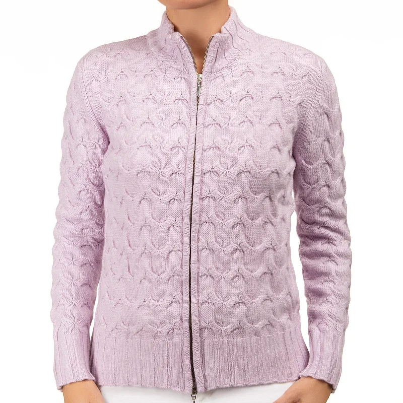hooded women cardigan for added warmth and styleCable Knit Cardigan in Lilac