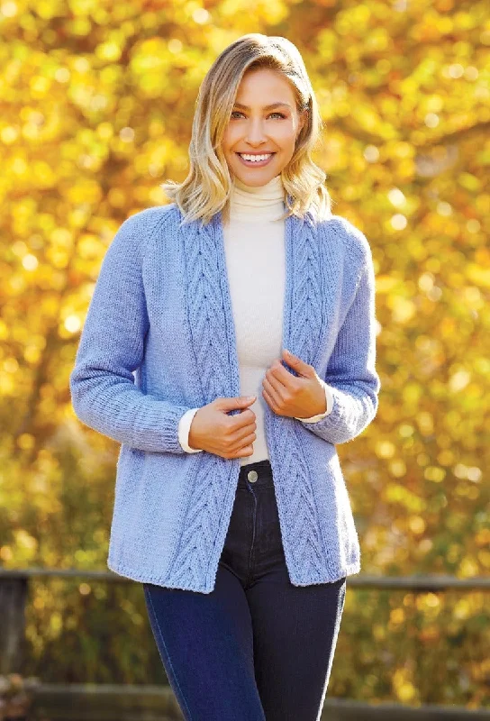 cropped women cardigan to pair with high - waisted jeansCabled Trim Cardigan
