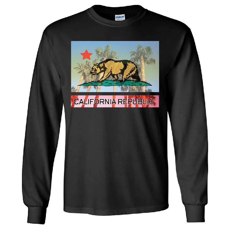 Striped Women T Shirt in a Classic PatternCalifornia Republic Palm Tree Bear Long Sleeve Shirt Striped Women T Shirt in a Classic PatternCalifornia Republic Palm Tree Bear Long Sleeve Shirt