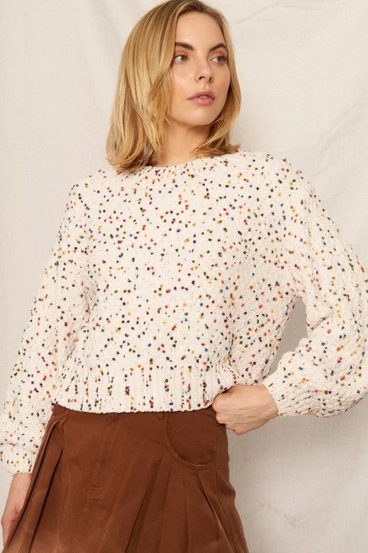 Open - Front Women's Cardigan - Style Mohair SweatersCamille Confetti Sweater