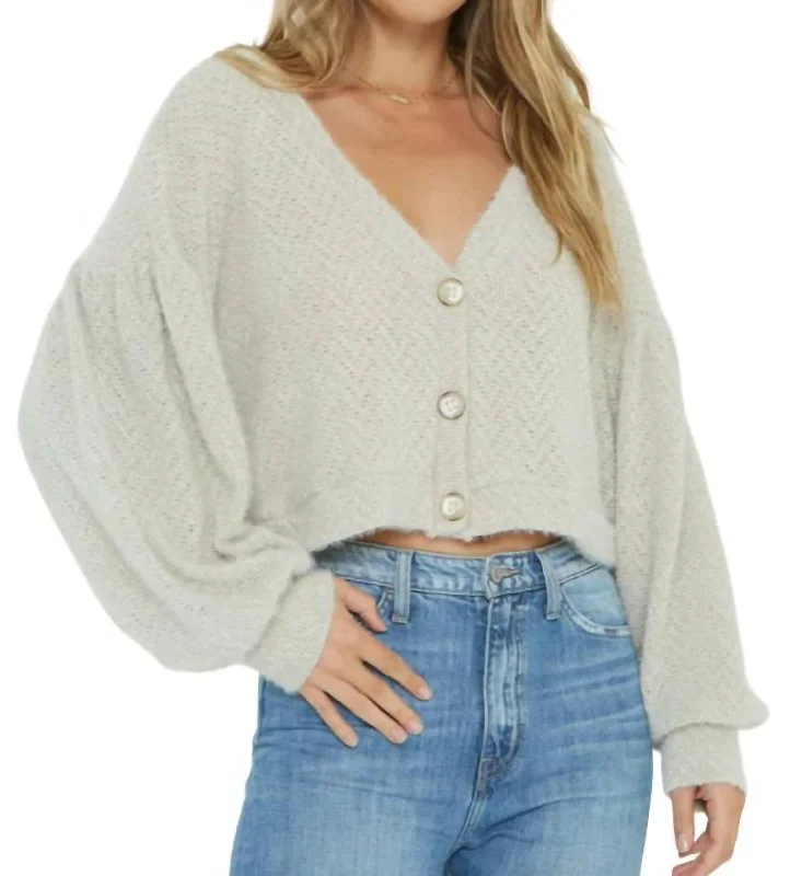 boyfriend style women cardigan for a relaxed fitCarmen Button Cardigan In Grey