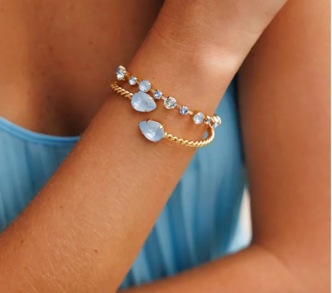 Sleeveless Women's Silk - Trimmed Sweaters for SummerCaroline Svedbom Calanthe Bracelet Sky Combo Sleeveless Women's Silk - Trimmed Sweaters for SummerCaroline Svedbom Calanthe Bracelet Sky Combo