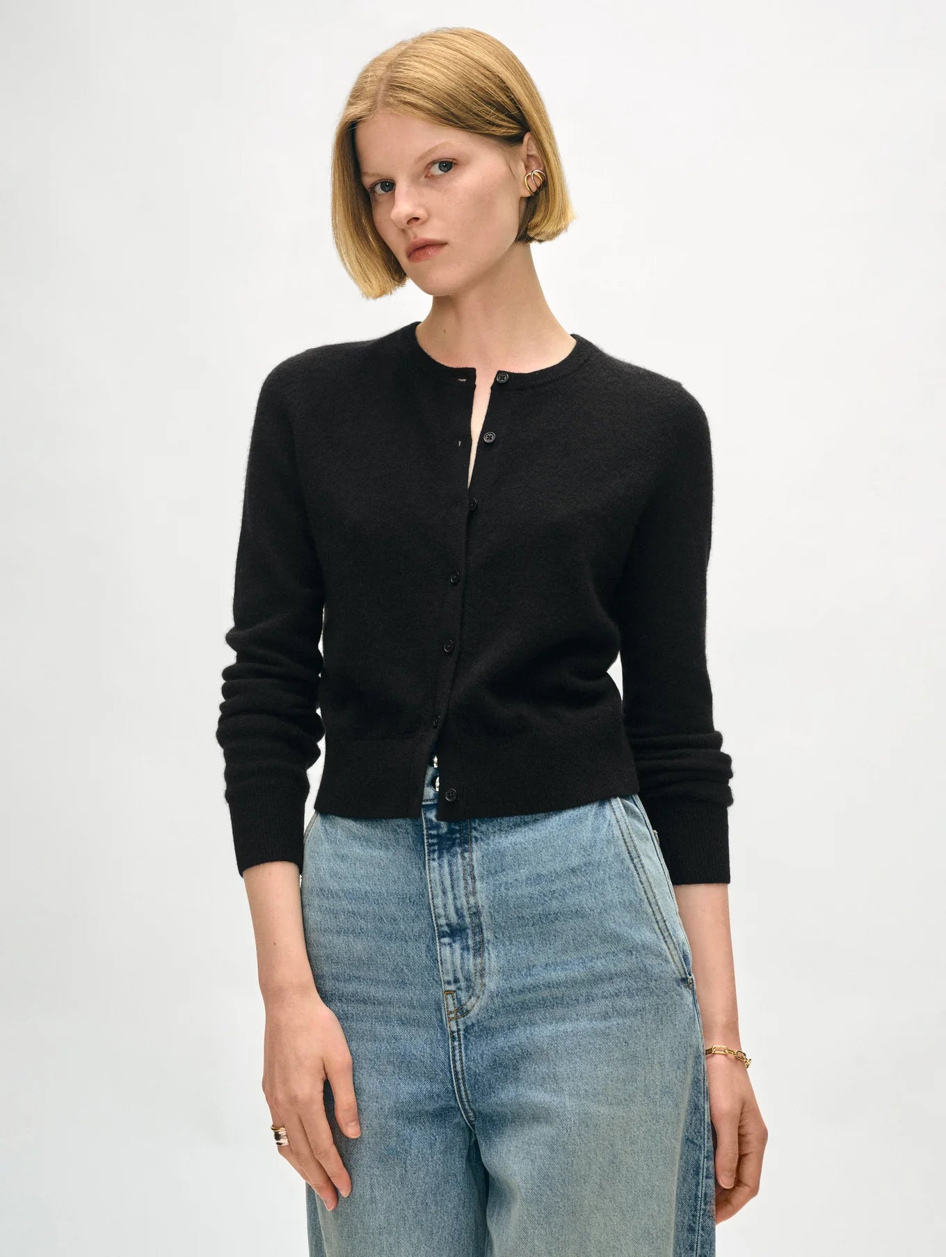 maternity women cardigan for expecting momsCashmere Crewneck Cardigan Black