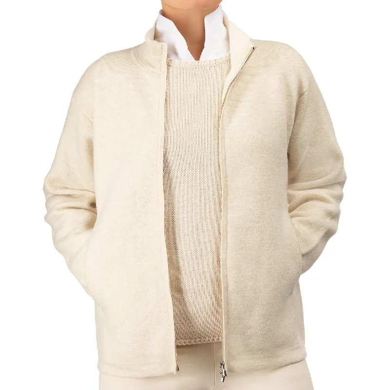 cropped women cardigan to pair with high - waisted jeansCashmere & Wool Zip Cardigan in Beige cropped women cardigan to pair with high - waisted jeansCashmere & Wool Zip Cardigan in Beige