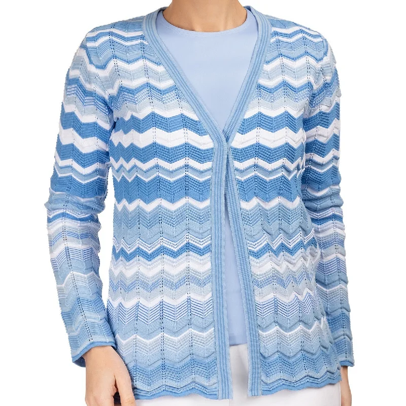plus size women cardigan for comfortable layeringChevron Cardigan in Giorgio Blue
