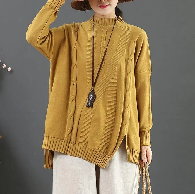 Boat Neck Women's Merino Wool Sweaters in Neutral ShadesChunky khaki crane tops side open Loose fitting half high neck sweaters Boat Neck Women's Merino Wool Sweaters in Neutral ShadesChunky khaki crane tops side open Loose fitting half high neck sweaters