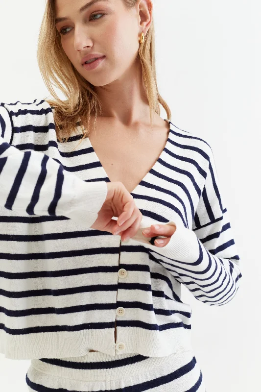 plus size women cardigan for comfortable layeringCream Cotton-Linen Summer Breton Cardigan plus size women cardigan for comfortable layeringCream Cotton-Linen Summer Breton Cardigan