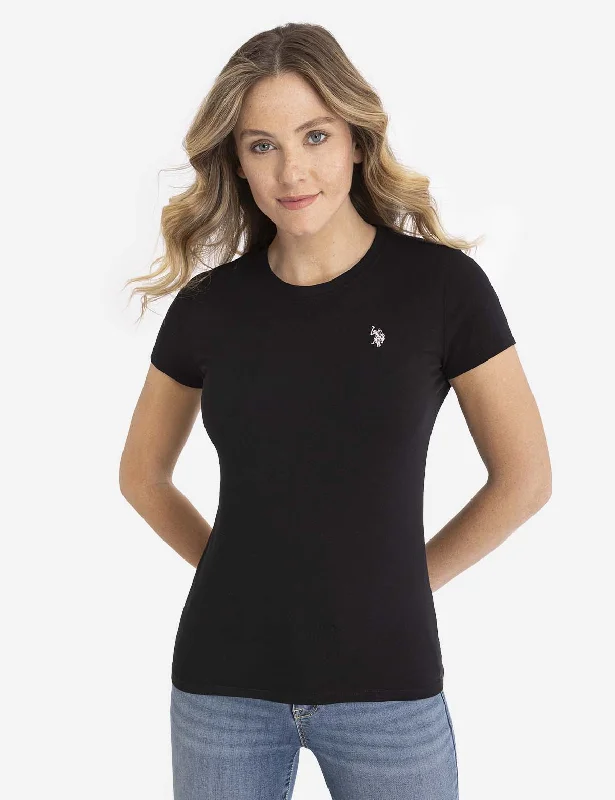 Ringer T Shirt Women with Retro - Inspired StripesCREW NECK T-SHIRT