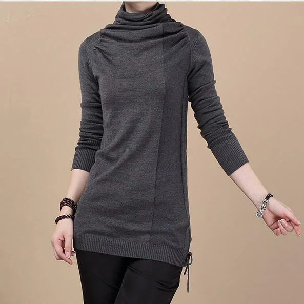 Plus Size Women's Sequined Sweaters for Special OccasionsDark gray Basic tunic sweater shirt Plus Size Women's Sequined Sweaters for Special OccasionsDark gray Basic tunic sweater shirt