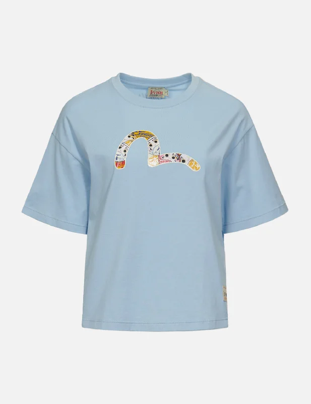 Striped Women T Shirt in a Classic PatternDaruma-Pattern Seagull Print T-Shirt