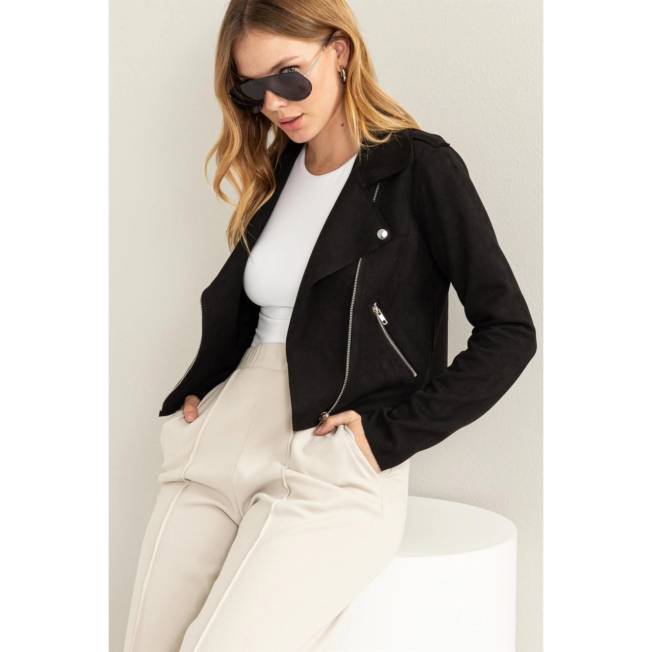High - Low Hem Women's Cashmere - Blended SweatersDenise Jacket-Black