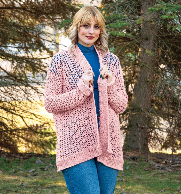 plus size women cardigan for comfortable layeringDesert Rose Crochet Cardigan