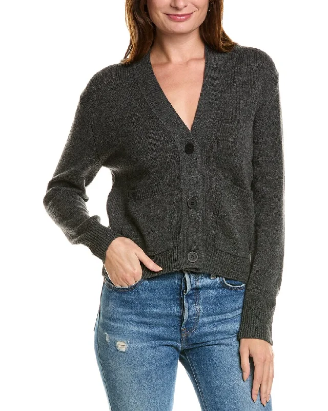 machine washable women cardigan for easy careForte Cashmere Pocket V-Neck Wool & Cashmere-Blend Cardigan machine washable women cardigan for easy careForte Cashmere Pocket V-Neck Wool & Cashmere-Blend Cardigan