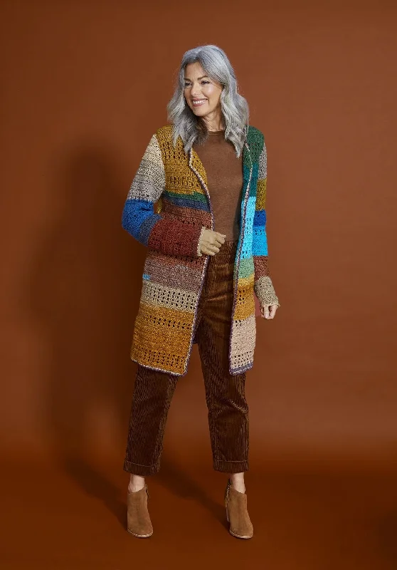 color block women cardigan with bold huesFree Point Hope Cardigan Pattern
