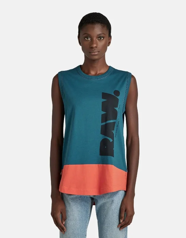 Pocketed Women T Shirt for Added FunctionalityG-Star RAW Lash Color Block Blue Tank Top Pocketed Women T Shirt for Added FunctionalityG-Star RAW Lash Color Block Blue Tank Top
