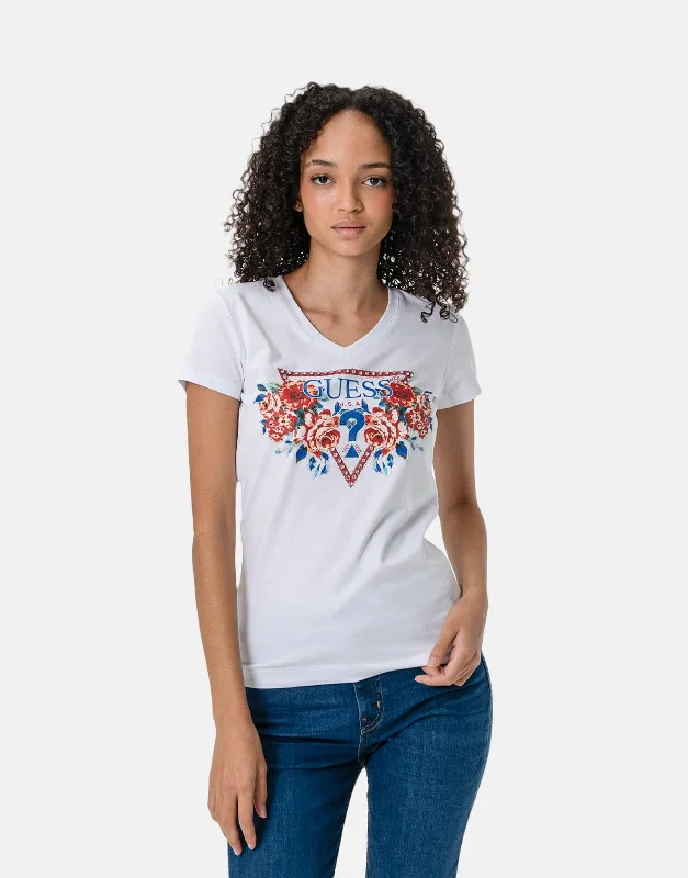 Tie - Dye Women T Shirt with a Bohemian VibeGuess Roses Triangle T-Shirt
