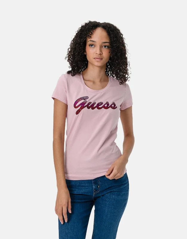Graphic Print Women T Shirt for a Trendy StatementGuess Shiny T-Shirt