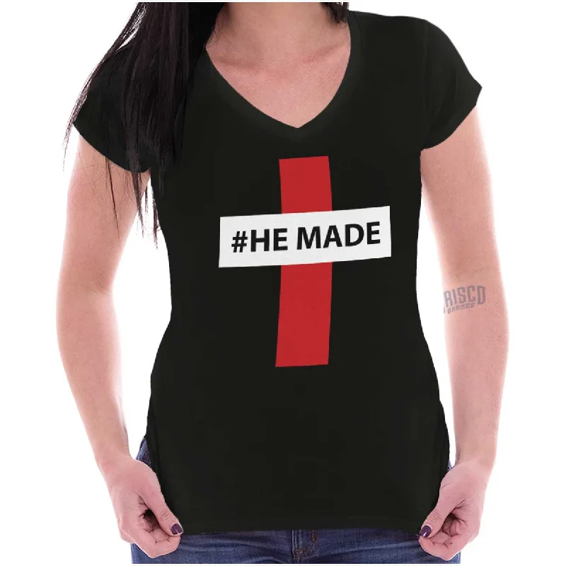 Pocketed Women T Shirt for Added FunctionalityHashtag Religious Junior Fit V-Neck T Shirt Pocketed Women T Shirt for Added FunctionalityHashtag Religious Junior Fit V-Neck T Shirt