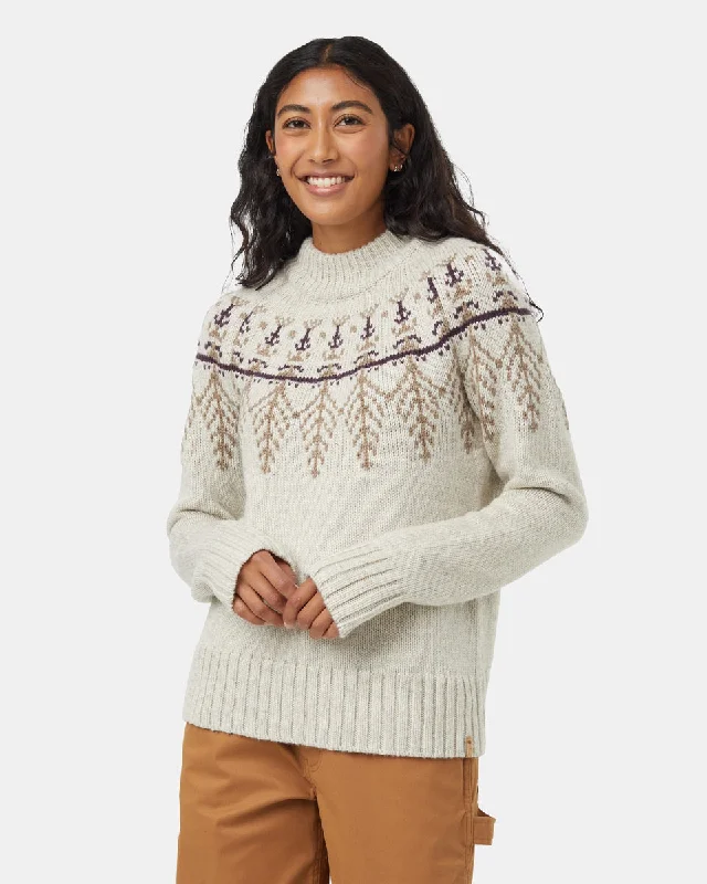 V - Neck Women's Ribbed Wool Sweaters for FallHighline Wool Intarsia Sweater