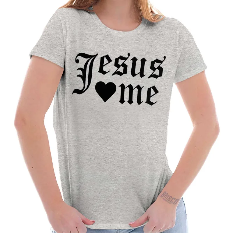 Floral Print Women T Shirt for a Feminine TouchJesus Loves Me Ladies T Shirt