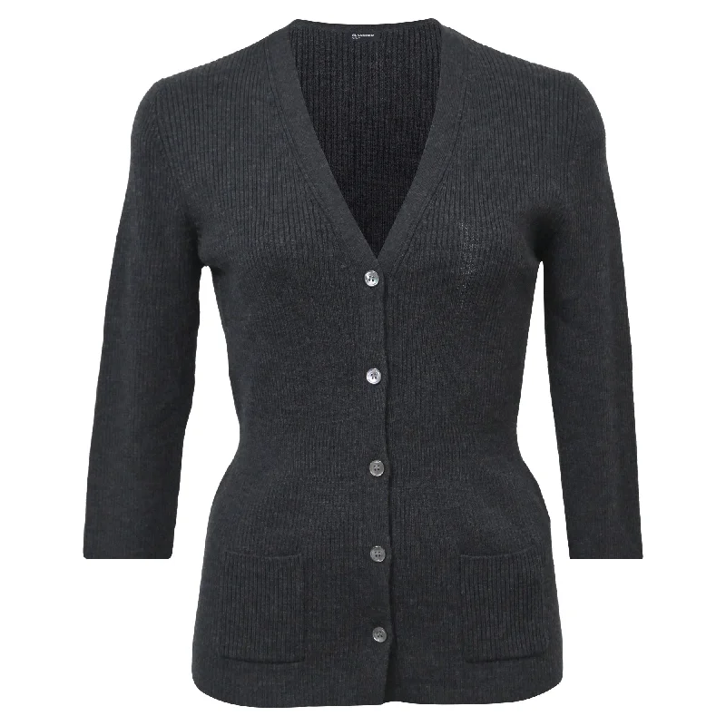 machine washable women cardigan for easy careJil Sander Buttoned Cardigan in Grey Wool machine washable women cardigan for easy careJil Sander Buttoned Cardigan in Grey Wool