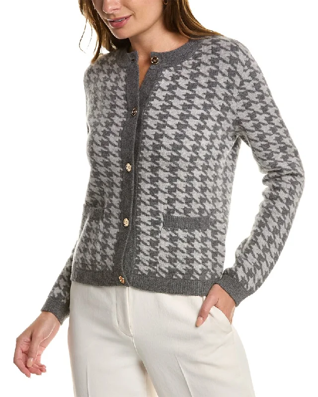 oversized women cardigan for a trendy and cozy lookKier+J Houndstooth Wool & Cashmere-Blend Cardigan oversized women cardigan for a trendy and cozy lookKier+J Houndstooth Wool & Cashmere-Blend Cardigan