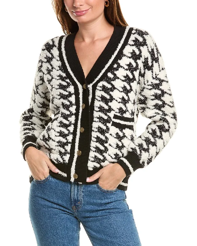 ribbed women cardigan with a classic textureLea & Viola Houndstooth Cardigan