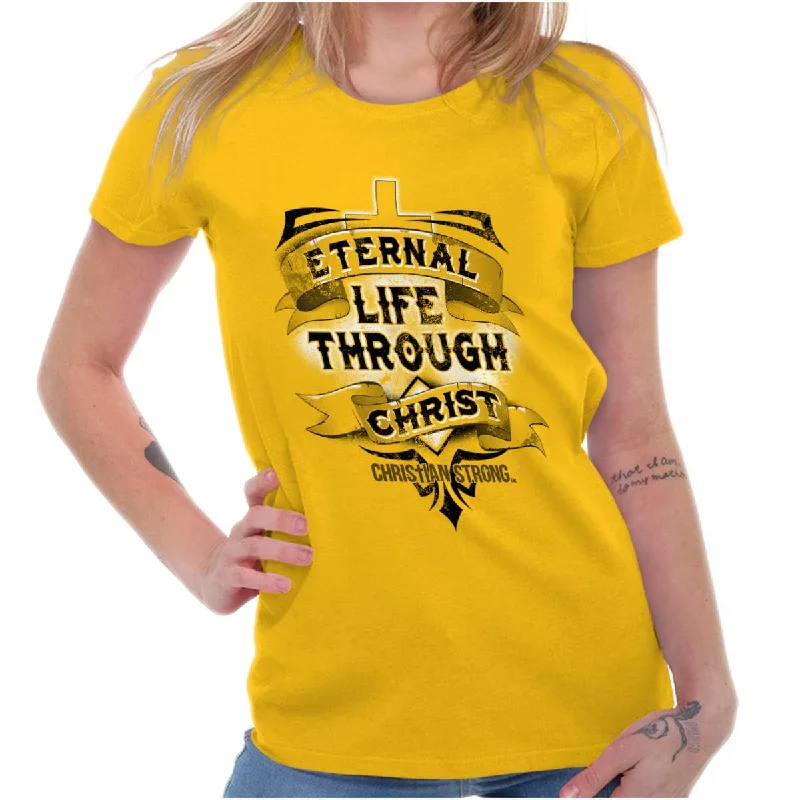 Striped Women T Shirt in a Classic PatternLife Through Christ Ladies T Shirt