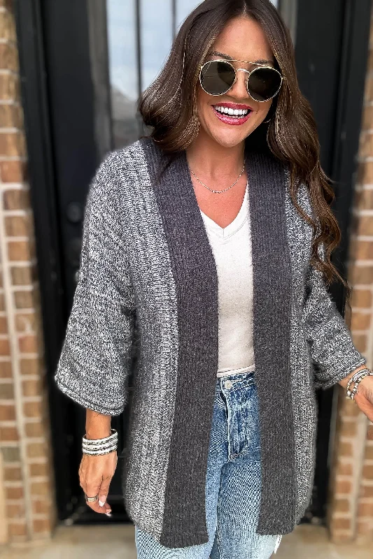 long length women cardigan with side slitsFall Is In The Air Grey Colorblock Cardigan long length women cardigan with side slitsFall Is In The Air Grey Colorblock Cardigan