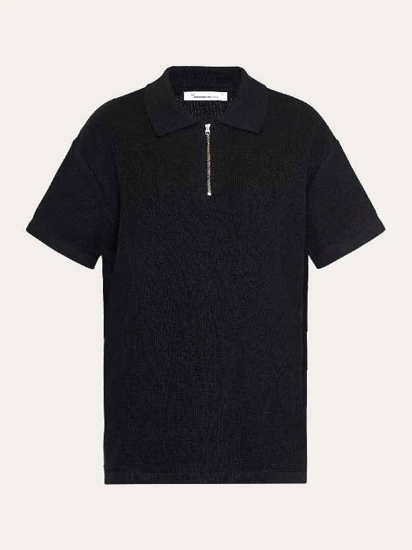 Striped Women T Shirt in a Classic PatternLoose short sleeve polo - GOTS/Vegan - Black Jet Striped Women T Shirt in a Classic PatternLoose short sleeve polo - GOTS/Vegan - Black Jet