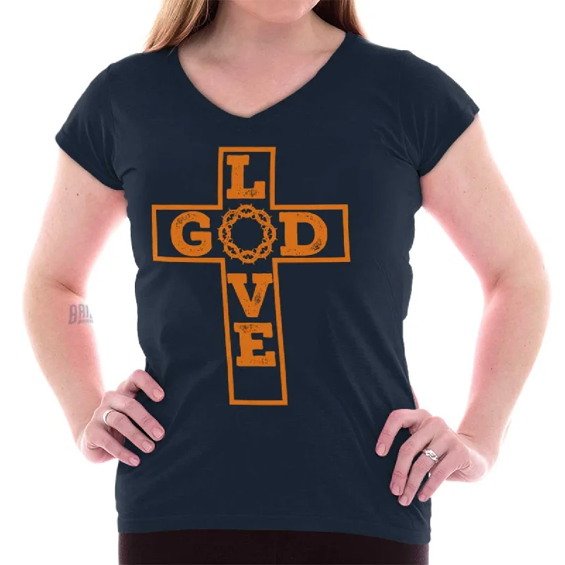 Muscle Women T Shirt for a Sporty and Casual LookLove God Junior Fit V-Neck T-Shirt