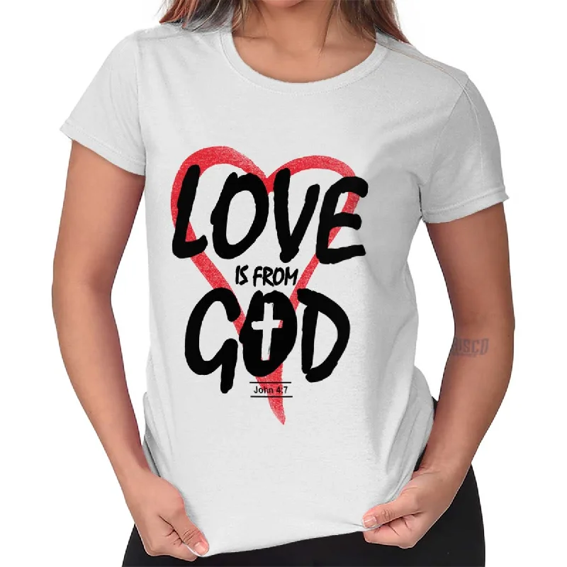 Ringer T Shirt Women with Retro - Inspired StripesLove is From God Ladies T Shirt