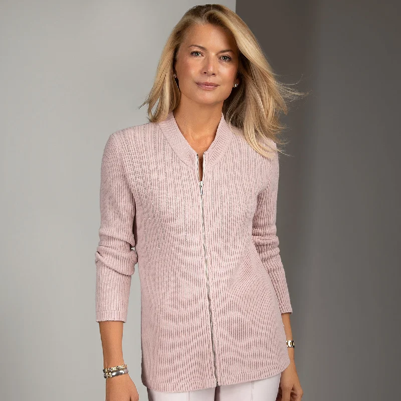machine washable women cardigan for easy careLurex Zip Cardigan in Angel Wing