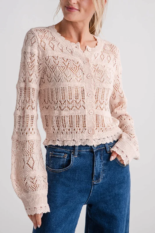 cashmere blend women cardigan for a luxurious feelMable Pointelle Button Down Knit Cardigan cashmere blend women cardigan for a luxurious feelMable Pointelle Button Down Knit Cardigan