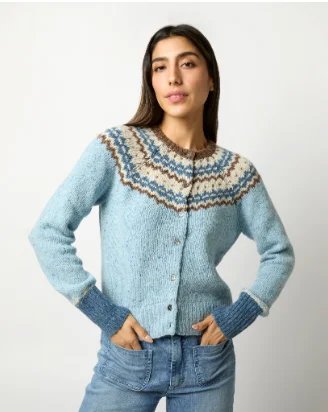 boyfriend style women cardigan for a relaxed fitMarge Fair Isle Cardigan Blue/Brown/Ivory boyfriend style women cardigan for a relaxed fitMarge Fair Isle Cardigan Blue/Brown/Ivory