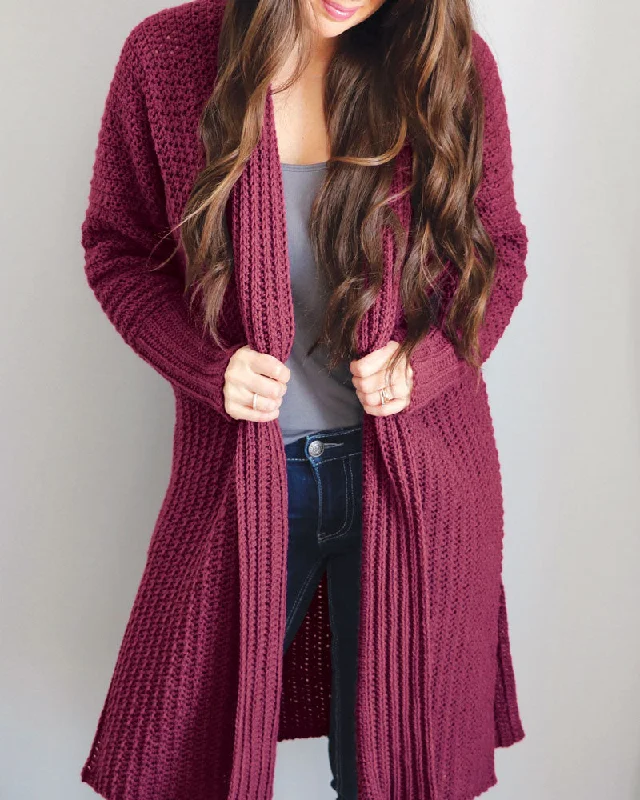open front women cardigan for easy stylingMauve-a-lous Duster Cardigan