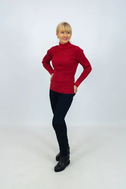 Open - Front Women's Cardigan - Style Mohair SweatersMd'M Red Sweater