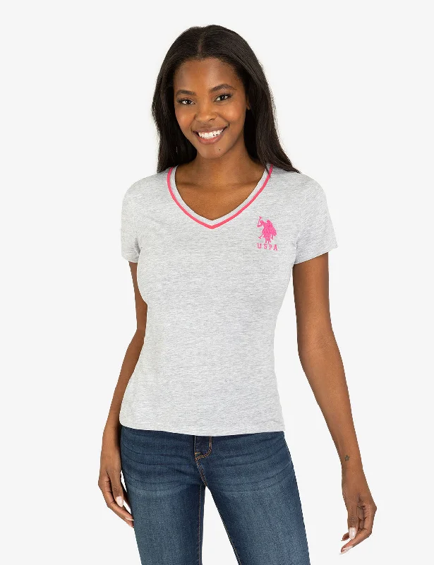 Crew Neck Women T Shirt with a Timeless DesignNEON V-NECK T-SHIRT
