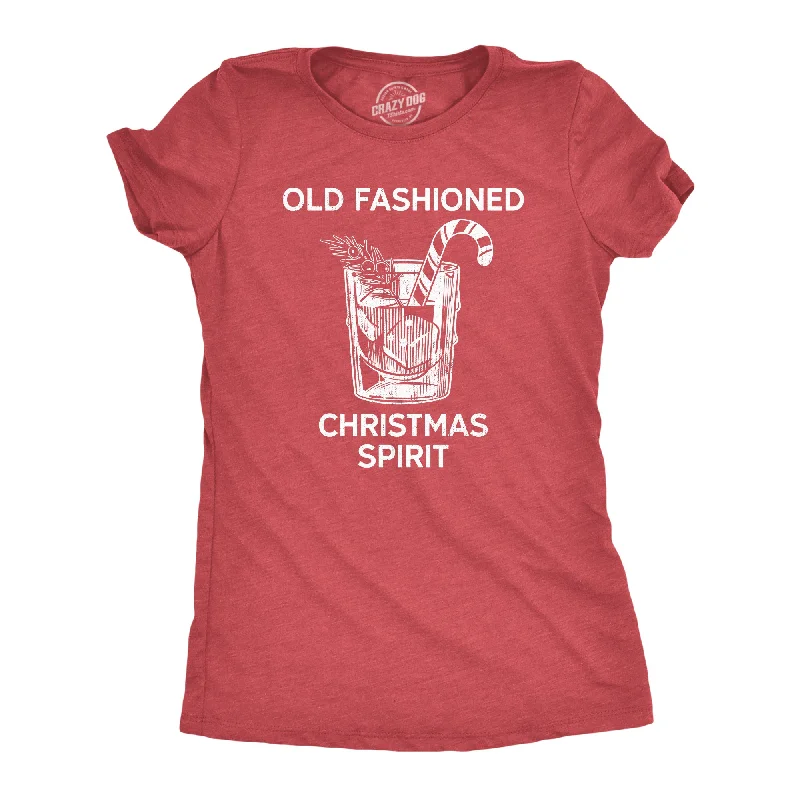 Crew Neck Women T Shirt with a Timeless DesignOld Fashioned Christmas Spirit Women's T Shirt Crew Neck Women T Shirt with a Timeless DesignOld Fashioned Christmas Spirit Women's T Shirt