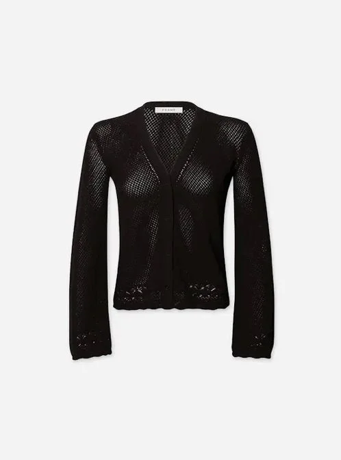 ribbed women cardigan with a classic texturePointelle Cardigan Black
