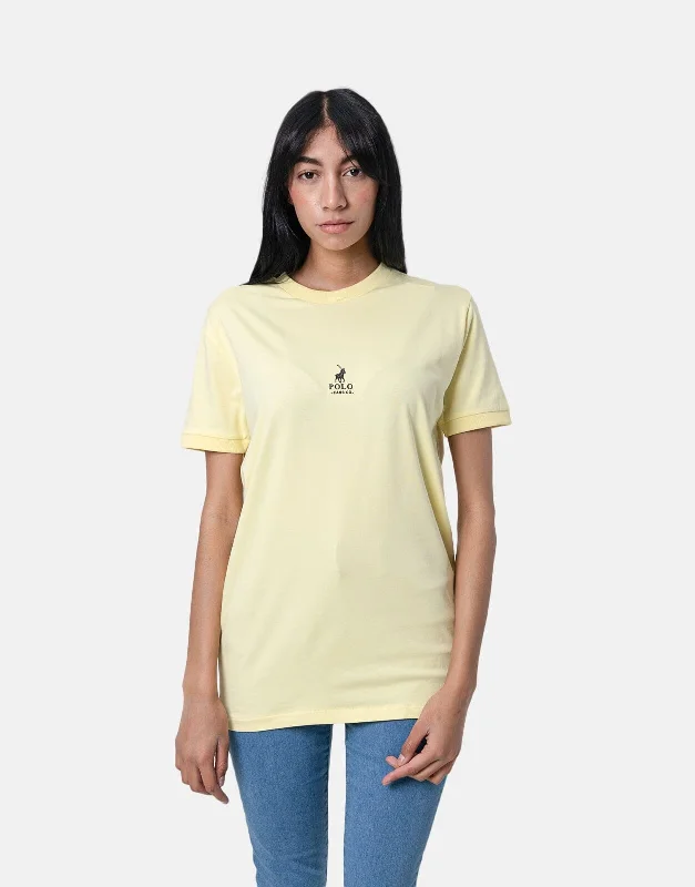 Embroidered Women T Shirt with Intricate DetailsPolo PJC Ribbed Cuff T-Shirt Yellow Embroidered Women T Shirt with Intricate DetailsPolo PJC Ribbed Cuff T-Shirt Yellow