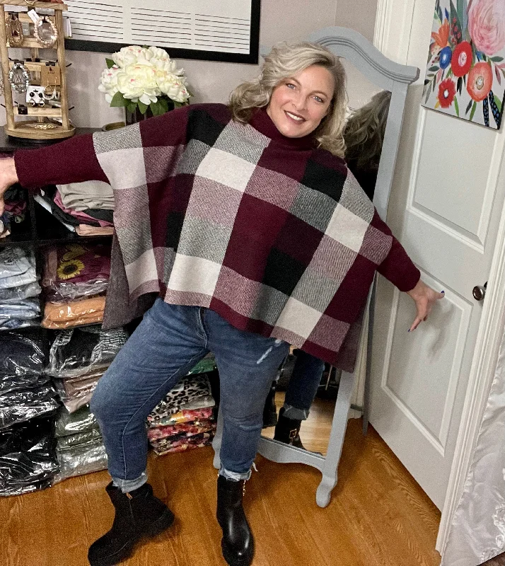 Plus Size Women's Belted Cable Knit SweatersPretty Please In Plaid Turtleneck Sweater (IN STOCK) Plus Size Women's Belted Cable Knit SweatersPretty Please In Plaid Turtleneck Sweater (IN STOCK)