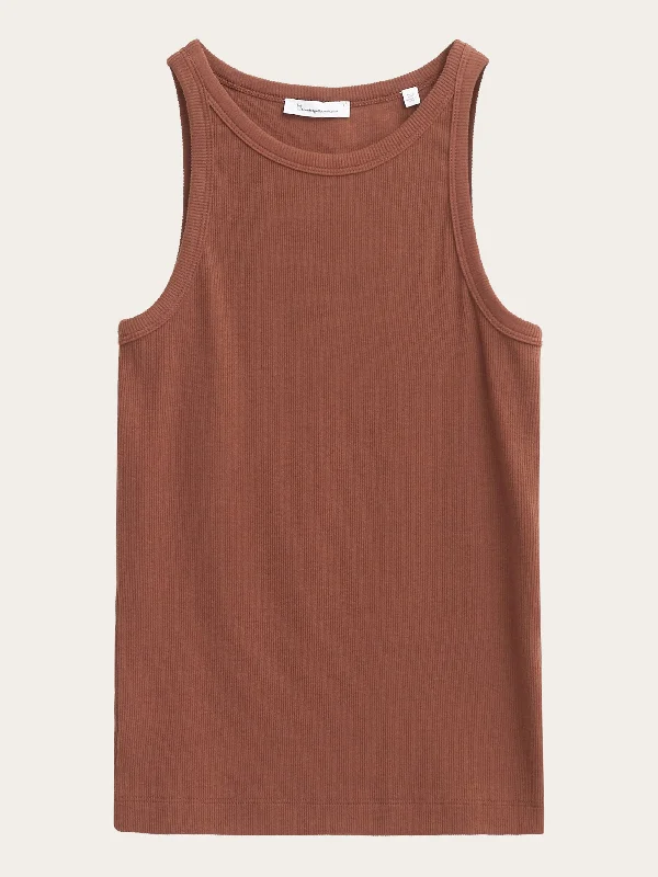 Organic Cotton Women T Shirt for Eco - Conscious WearersRacer rib top - Tiramisu