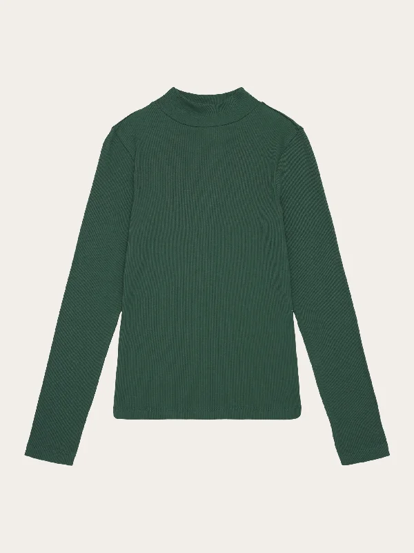 Long Sleeve Women T Shirt for Cooler WeatherRib high neck LS - Dark Forest