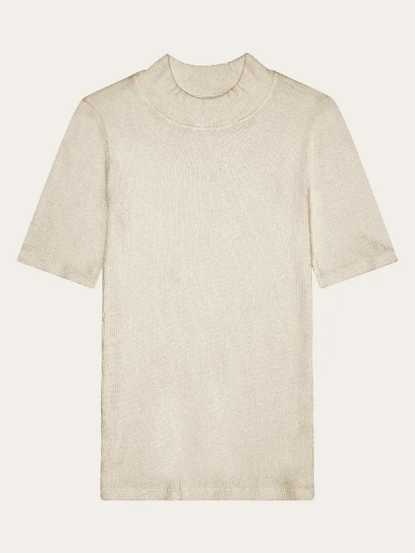 Puff Sleeve Women T Shirt for a Fashion - Forward LookRib high neck short sleeve - Gray Chateau Melange Puff Sleeve Women T Shirt for a Fashion - Forward LookRib high neck short sleeve - Gray Chateau Melange