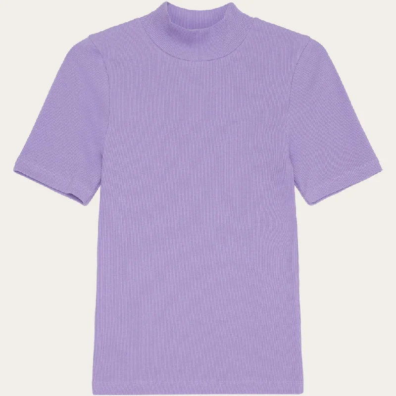 Crew Neck Women T Shirt with a Timeless DesignRib high neck SS - Violet Tulip