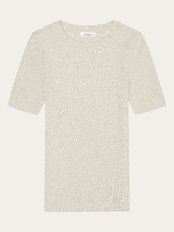 Embroidered Women T Shirt with Intricate DetailsRib t-shirt - Gray Chateau Melange