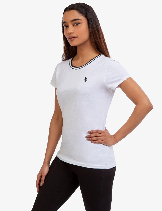 Organic Cotton Women T Shirt for Eco - Conscious WearersRINGER NECK TRIM T-SHIRT